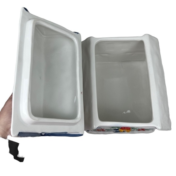 Holiday Cookie Jar David Carter Brown Sakura Blue Christmas Valley Inn Ceramic - Picture 7 of 14